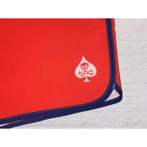 Soflete Ace Skull Print Drawstring Board Shorts Mens 38/XL Red Blue Swim Trunks - Picture 4 of 5